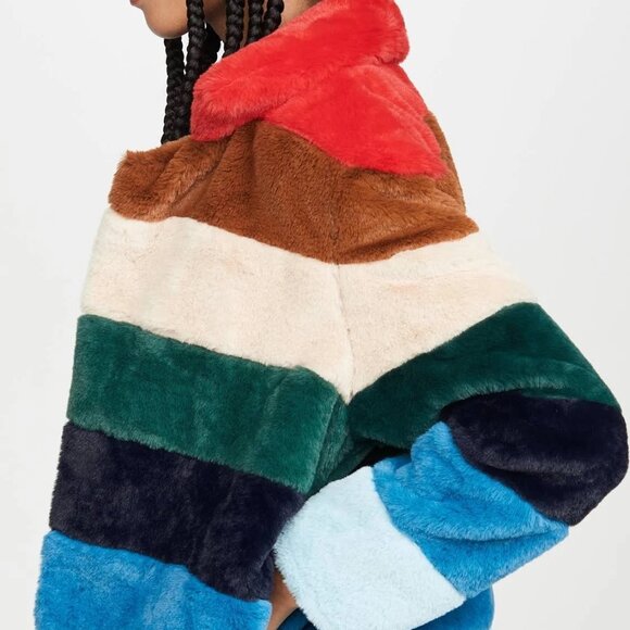 NWT Blank NYC Rainbow Pop Faux Fur Plush Coat - Picture 14 of 14